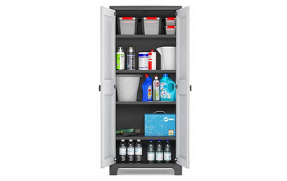 Keter Titan Kunststoffschrank hoch 182 cm, schwarz/grau, mit 4 Böden je 30 kg, UV- & wasserfest